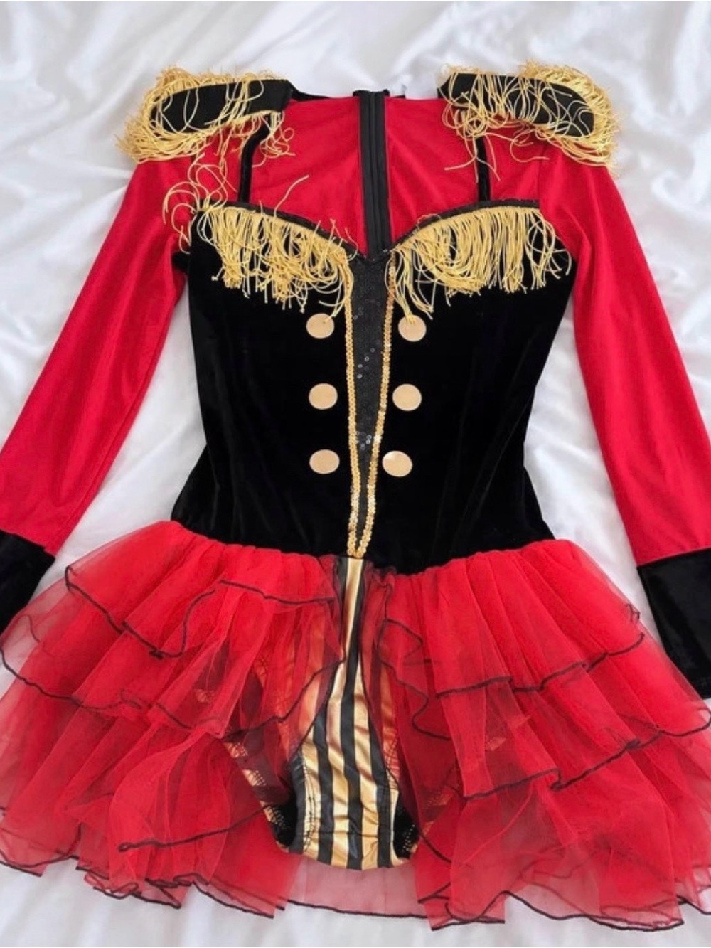 Halloween Ringmaster Costume – Red & Black with Gold Fringe